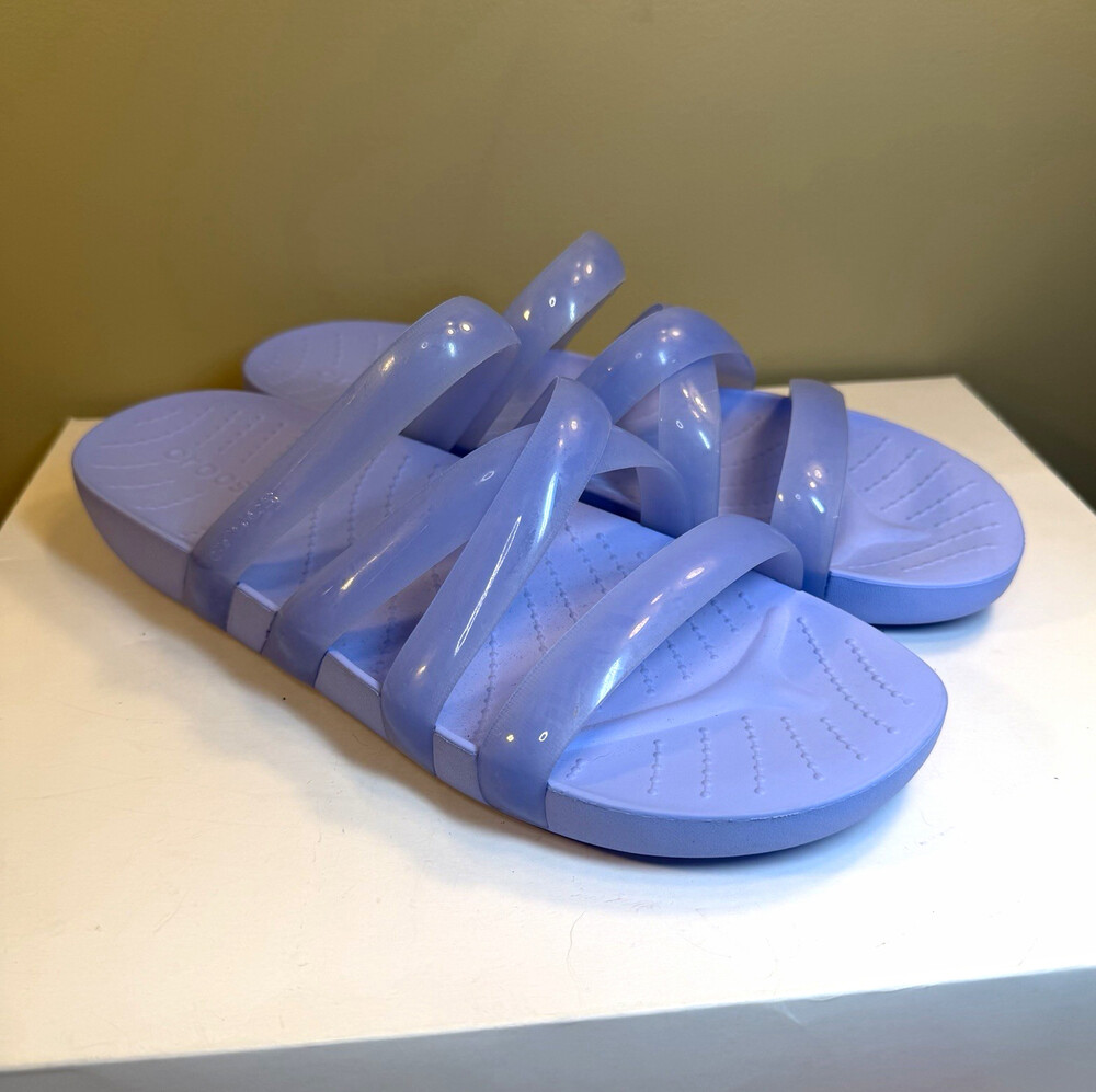 Crocs Women’s Purple Multi-Strap Slide Sandal Slip-On Casual Size 10 jelly gloss